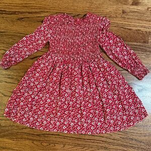 Mayoral Red Smocked Puff Sleeve Dress - 4T